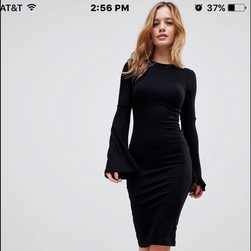 Asos Petite Midi Bodycon Dress with Fluted Steeves